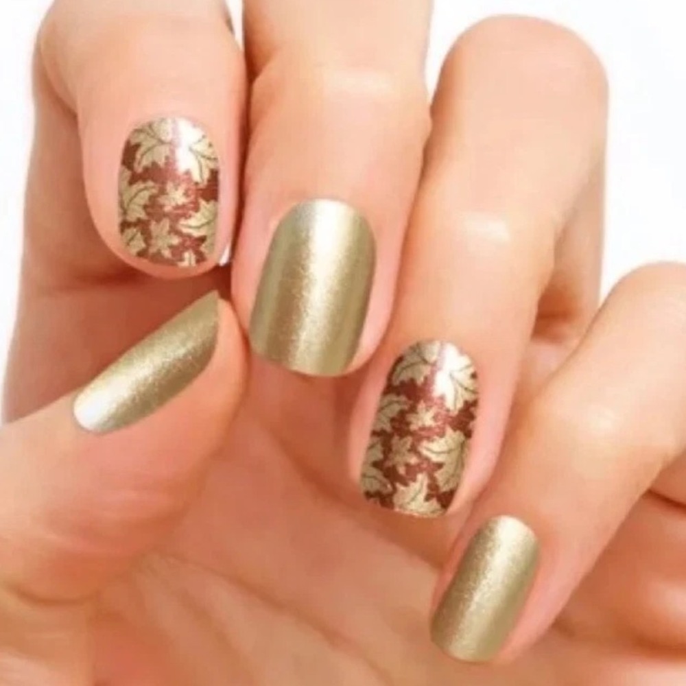 Color Street Maple Court FDS486 Nail Polish Strips Fall Leaves Shimmer New